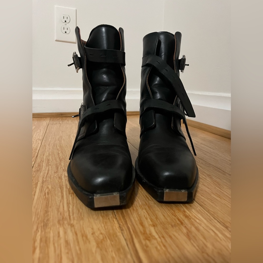 Rag & Bone black leather boot| Black Moto Boot | Square cowboy boot | Fallon